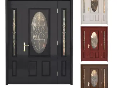 Door with 4 different wood materials Low-poly 3D model