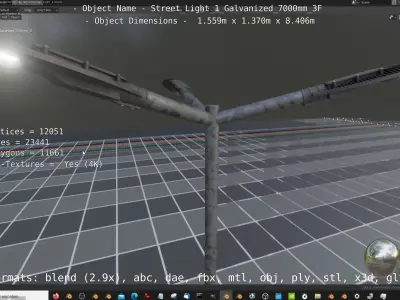 Street Light 1 Galvanized 7000mm 3F Low-poly 3D model