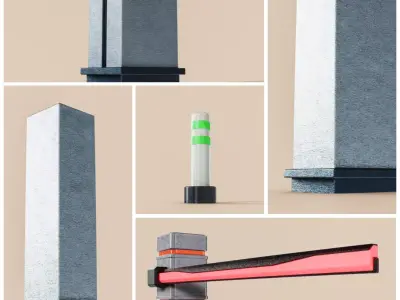 5 different Street Bollards 3D Model Pack