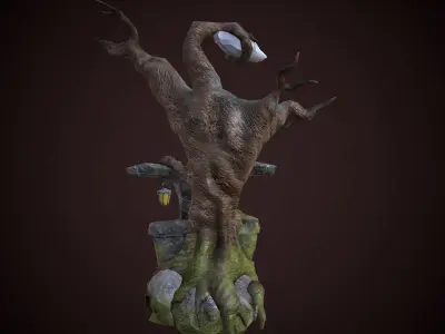 Entrance to the cave Low-poly 3D model