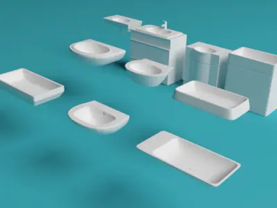 Bathtubs and sinks Low-poly 3D model