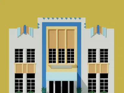 Low Poly Art Deco Buildings set 2 Low-poly 3D model