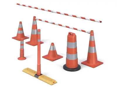 Set of Road Traffic Cones 3D model