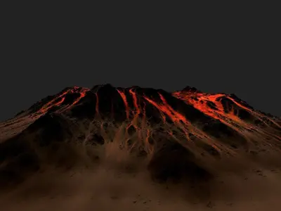 Volcano volcanoes in sky hd wallpaper Low-poly 3D model