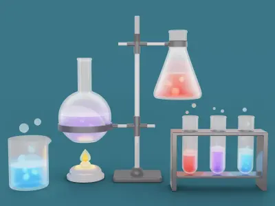 Chemical Elements Set Low-poly 3D model
