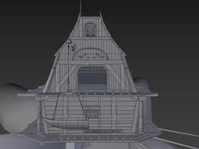 tale house in a tree house Low-poly 3D model