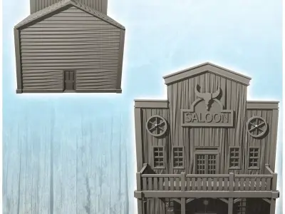 Western saloon with one floor 22 - Cowboy USA America ACW Americ 3D print model