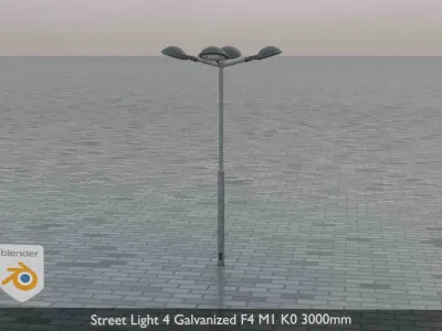 Street Light 4 Galvanized F4 M1 K0 3000mm  Low-poly 3D model