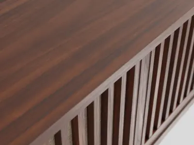 George Nakashima Sliding 4 Door Wall Hung Cabinet 3D model