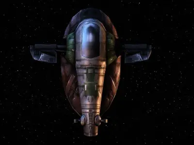 Slave I star wars ship in space Low-poly 3D model