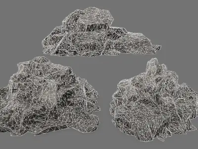 Rock Set Low-poly 3D model shop