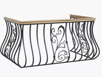 metal forged balcony railing 3D model