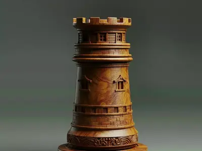 Medieval Japanese Rook Chess Piece 3D print model