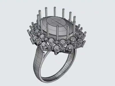 Earring Pendent Ring light weight diamond ring 3D print model