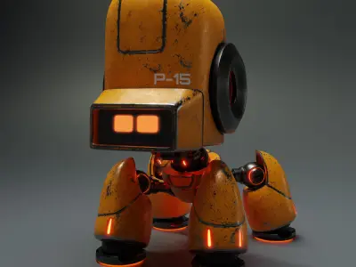 Cute Spider Robot Yellow 3D model