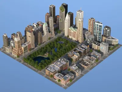 Park City Low-poly 3D model