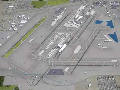 Detroit - Metropolitan Wayne County Airport - DTW Low-poly 3D model