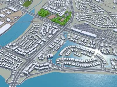 Santa Clarita California USA 40km Low-poly 3D model