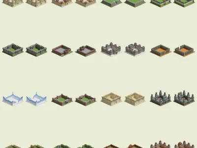 Collection of  Minecraft Walls  3D Model Pack