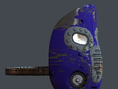 Gas mask helmet 3d model scifi Low-poly  Low-poly 3D model