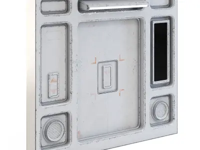 Futuristic Apartment Wall with Door 3D model