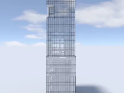 Tower 3 tall glass building on cloudy day 3D model