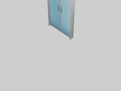 Double glass door model Low-poly 3D model