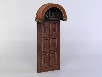 Door wooden Low-poly 3D model 2