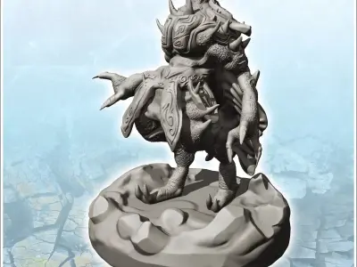 Screaming evil lord in full armor with pincer arms 11 - Medieval 3D print model