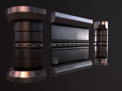 Sci Fi Walls Low-poly 3D model