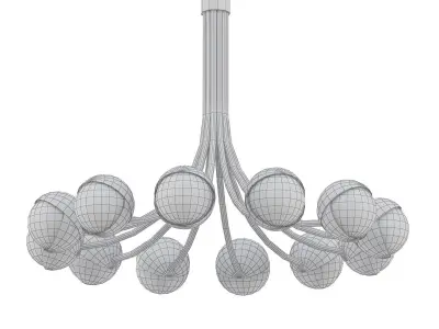 Benedict modern brass chandelier with glass balls 3D model
