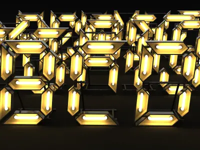 Tubelight Letters Signage 3D model
