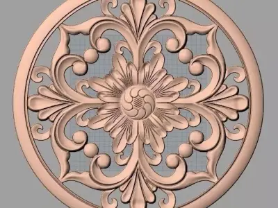 Furniture decoration round flower 3D STL model for CNC E916 3D model