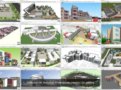 Collection 30 Sketchup Kindergarten models 3D Model Pack