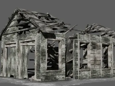 Abandoned old house - realistic low poly Low-poly 3D model buy