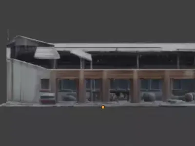 Ruined Industrial Warehouse Factory 3D Model Low-poly 3D model