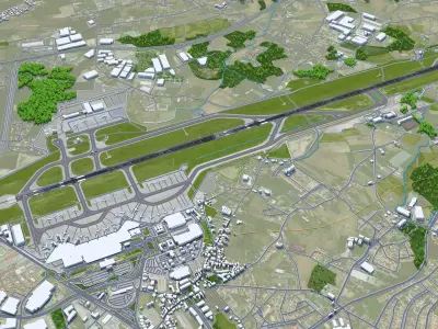 Porto Francisco Sa Carneiro Airport 10km Low-poly 3D model