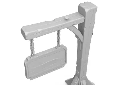 Stylized medieval sign 3D model