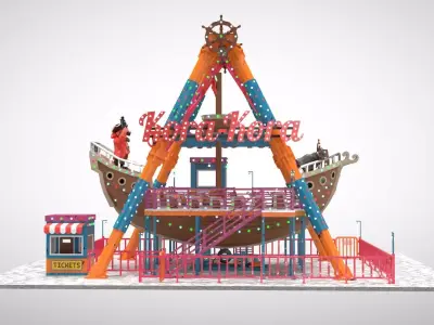 Pirate Ship Ride Low-poly 3D model