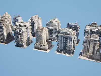 futuristic architecture set f 7 01 3D model