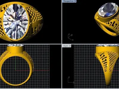 oval stone men ring 3dm file 3D print model