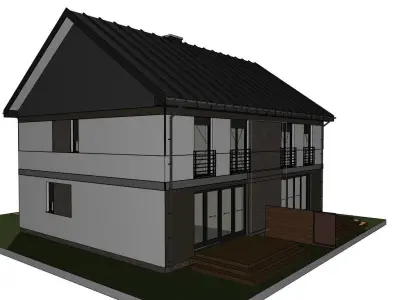 double house for two families with garage 3D model