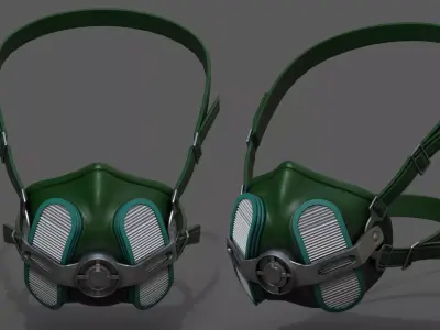 Gas mask protection futuristic technology fantasy human  Low-poly 3D model
