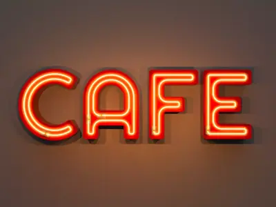 Cafe - Neon Sign 3D model