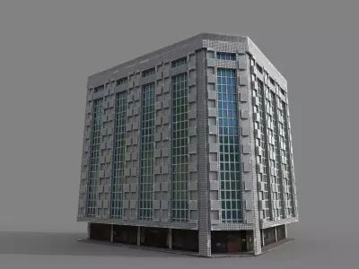 Old High Building 3D model with PBR Texture  Low-poly 3D model