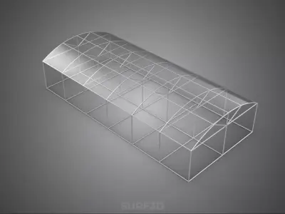 STRUCTURE CURVED GREENHOUSE HOTHOUSE GLASSHOUSE FRAME PLANT FARM 3D model