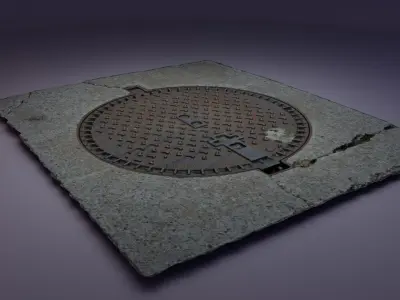 Cover manhole high-poly 3D model