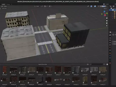 50 Realistic Buildings 3D Assets Pack For Blender Vol 2 Low-poly 3D model