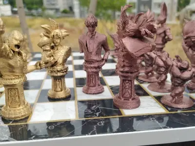 Anime Characters Chess Set- Popular Anime Characters Chess Set   3D print model