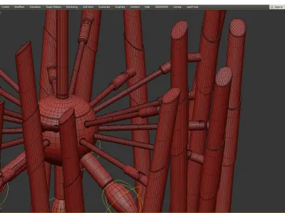 Ice Rods Chandelier brass Low-poly 3D model